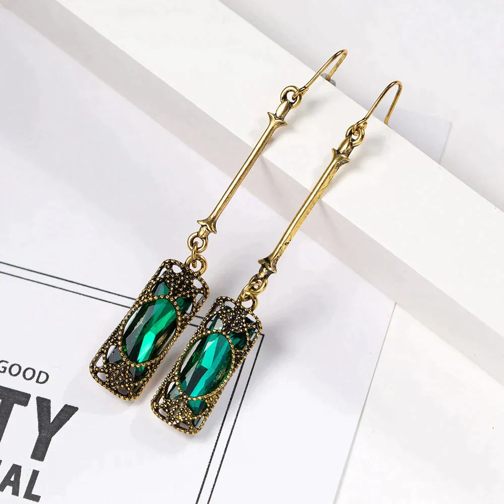 Green Lantern Pendant Earrings In Gold