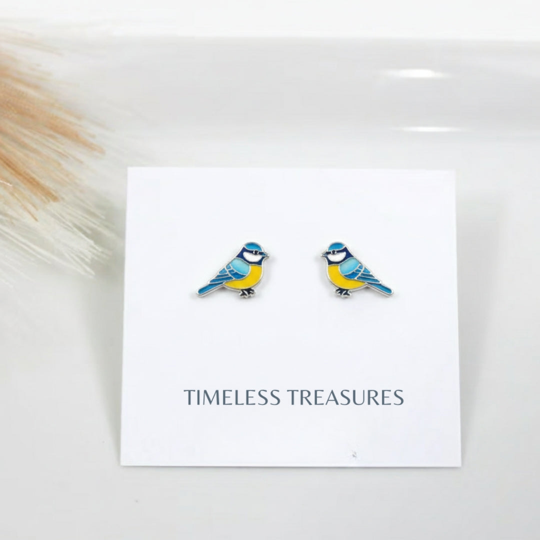Enamel Birds Earrings