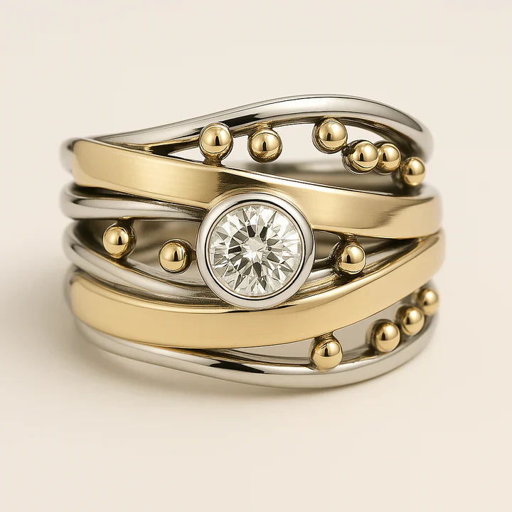Vintage Gold Inlaid Zirconia Ring