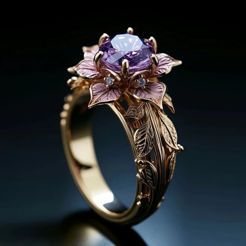 Violet Exotic Blossom Ring