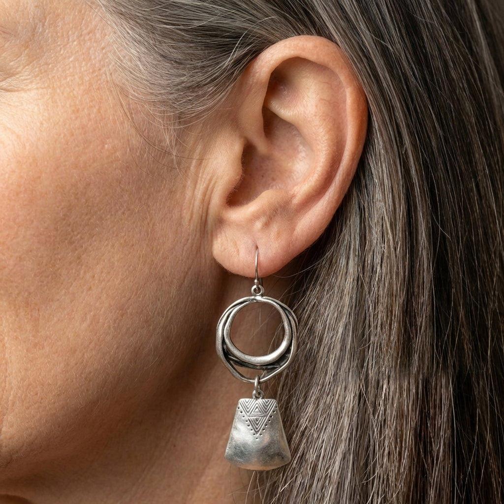 Bohemian Silver Geometric Earrings