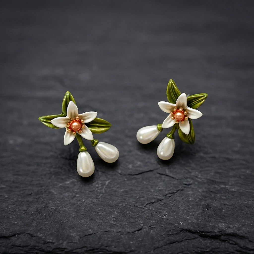 Botanical Pearl Drop Earrings
