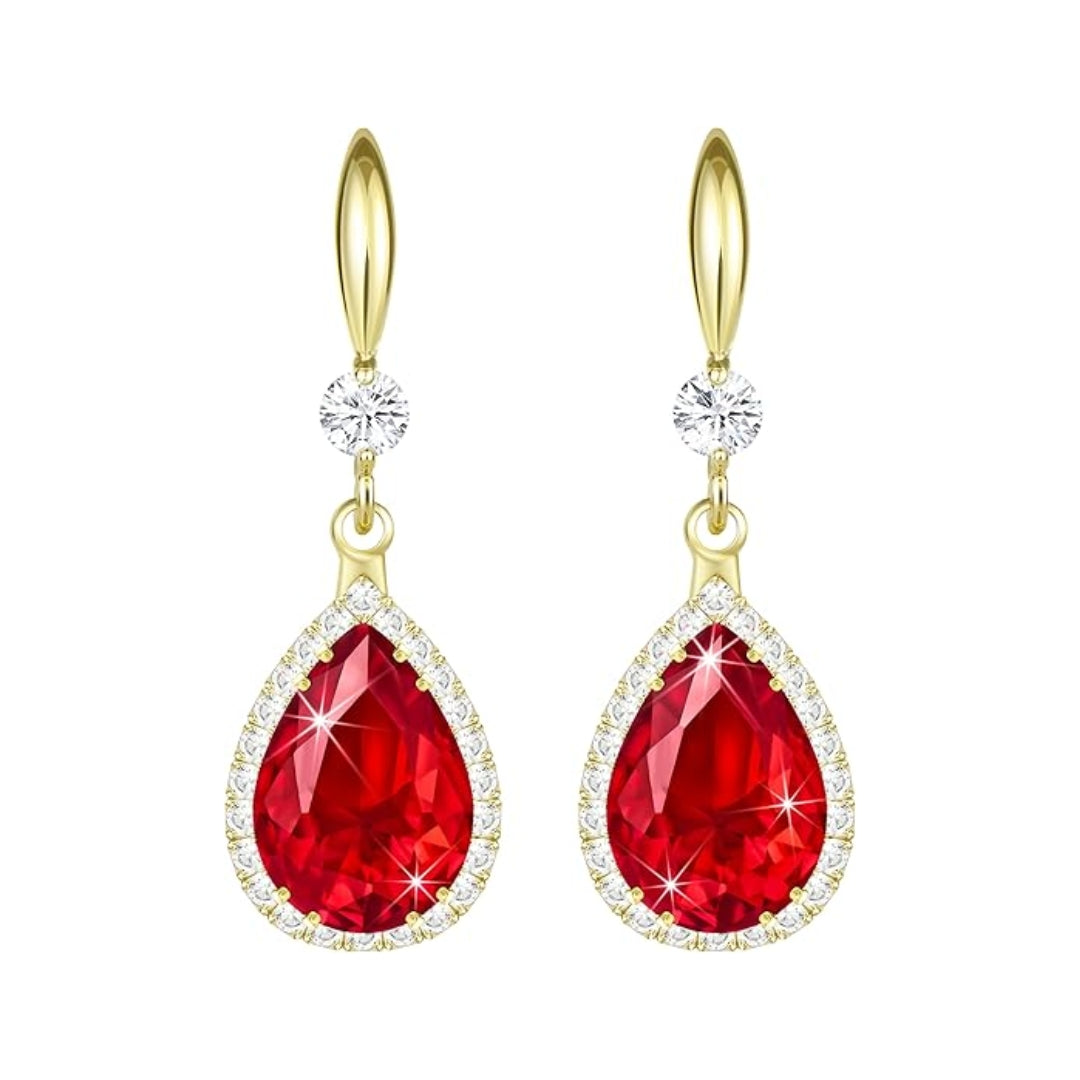 Ruby Teardrop Earrings | Gold
