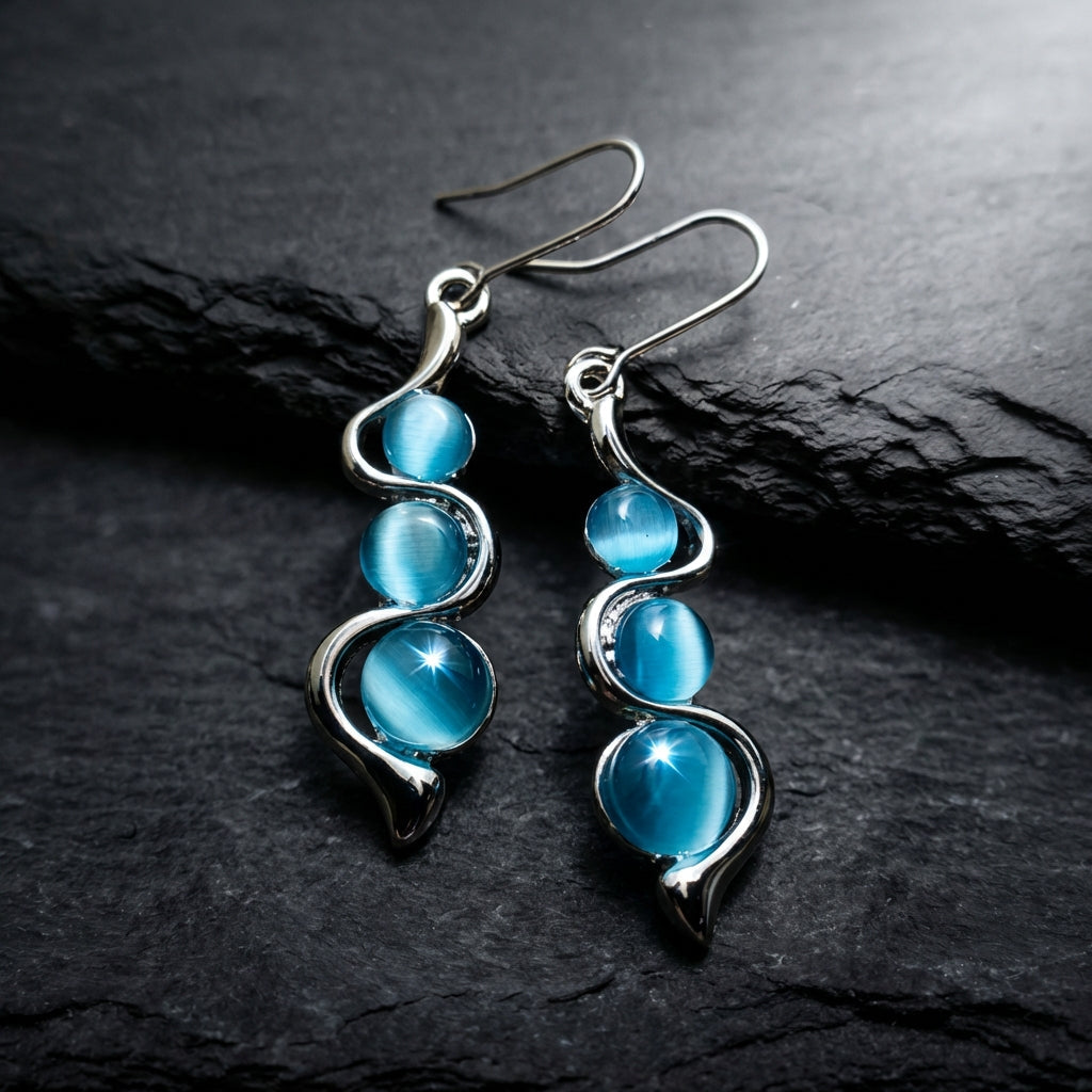 Classic Natural Stones Dangle Silver Earrings