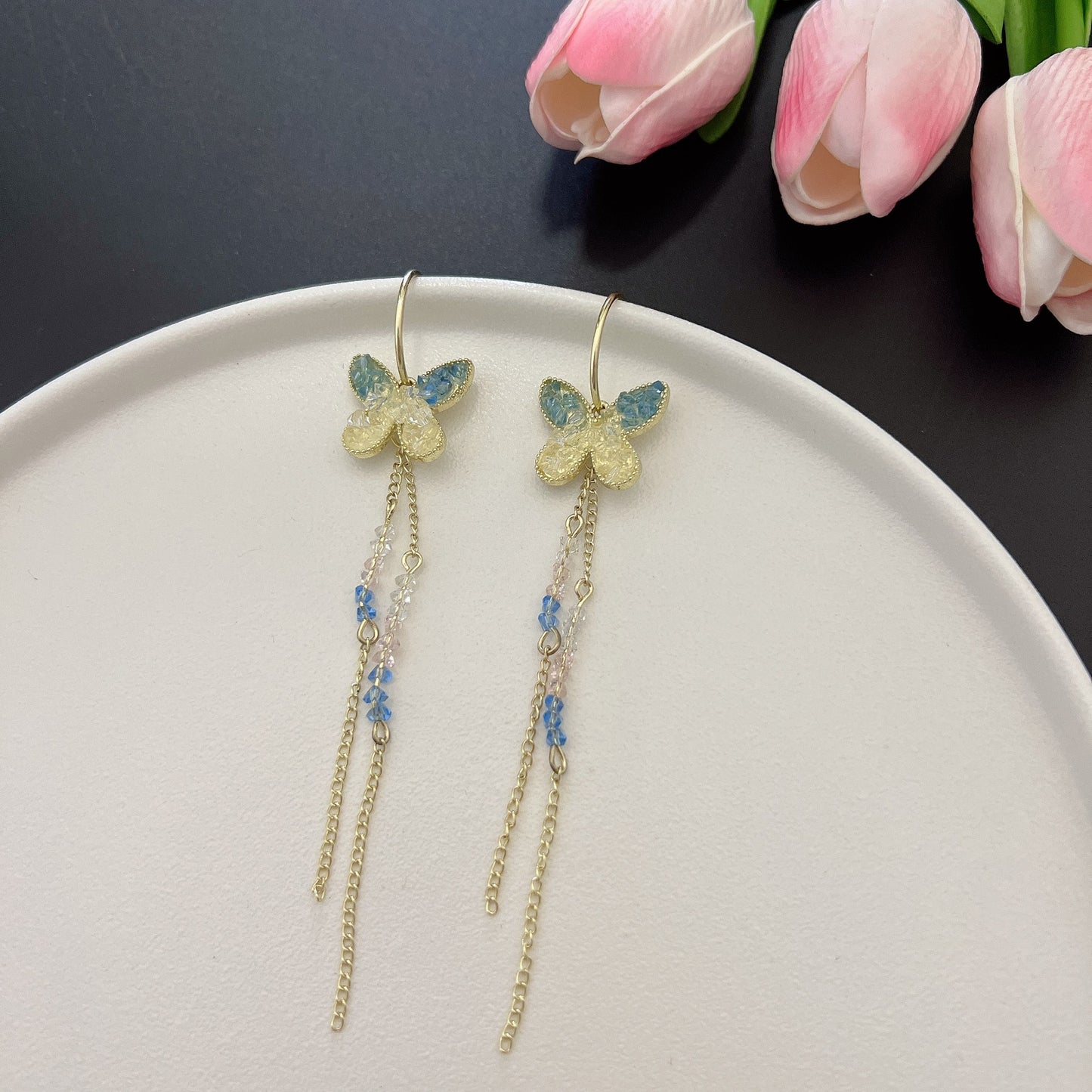 Delicate Butterfly Drop Earrings