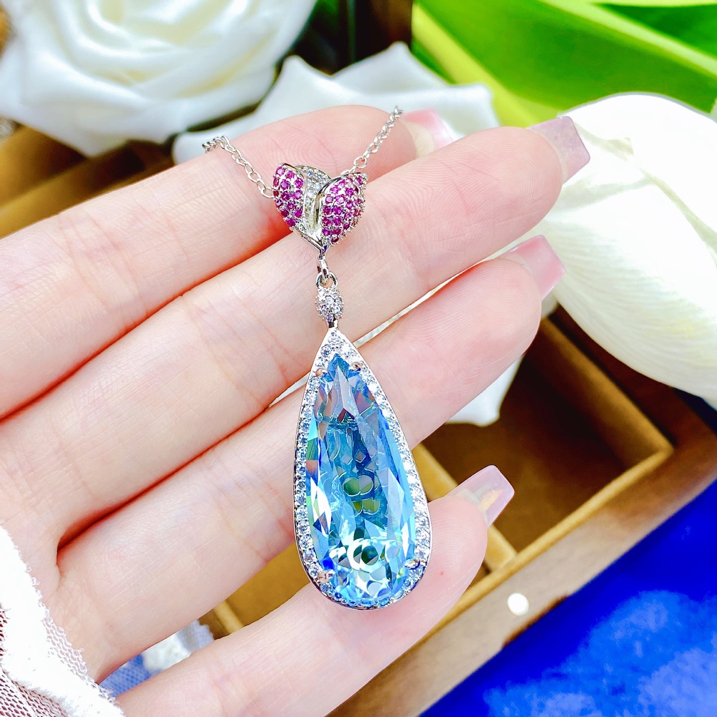Elegant Blue Topaz Necklace