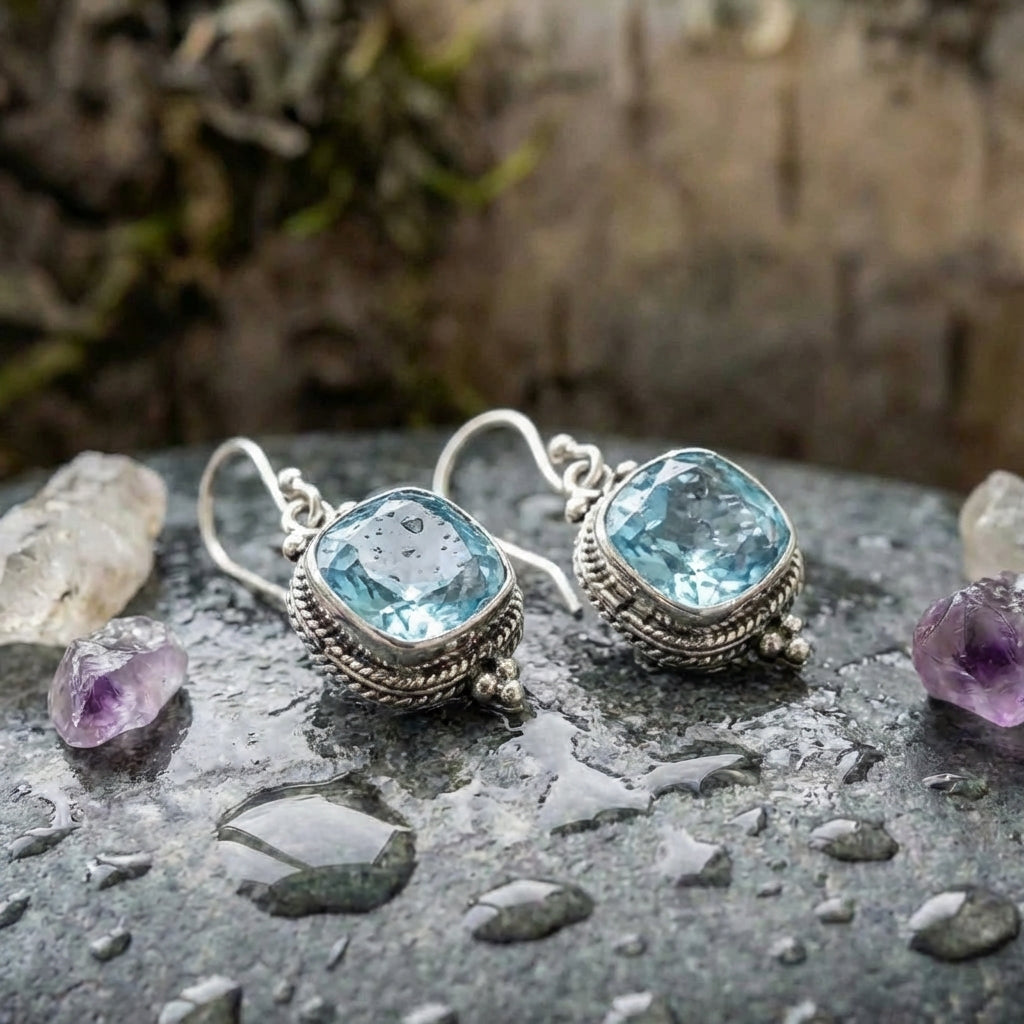 Elegant Blue Zirconia Earrings