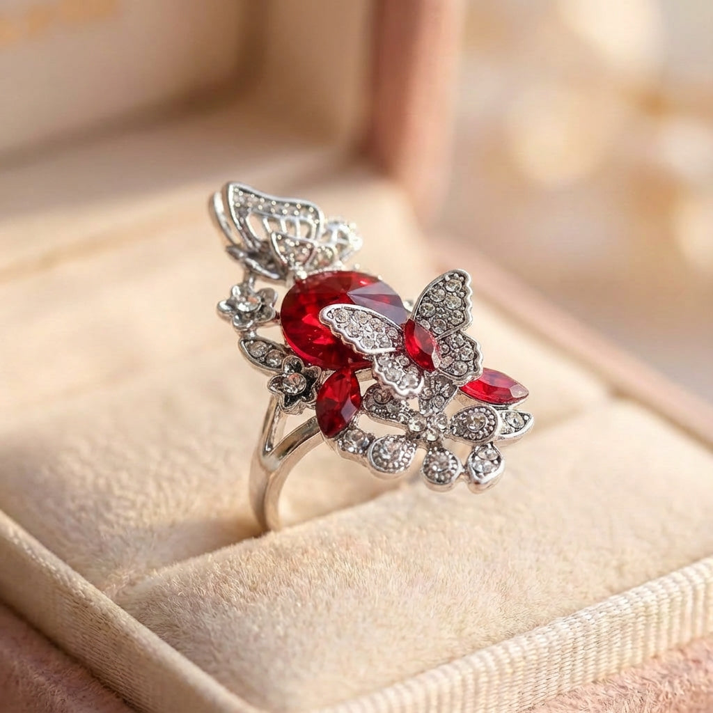 Elegant Butterfly Crystal Ring