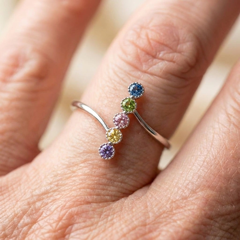 Elegant Colorful Cubic Zirconia Ring