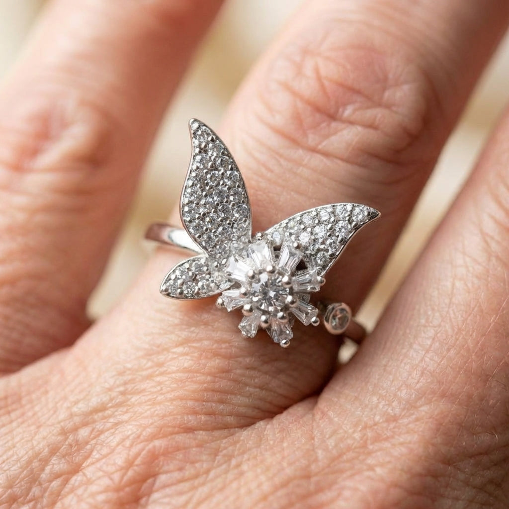 Elegant Crystal Butterfly Ring