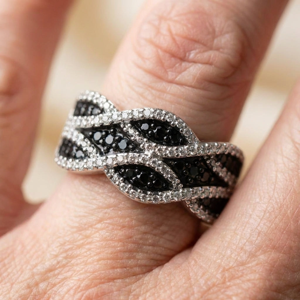 Elegant Crystal Crossover Ring