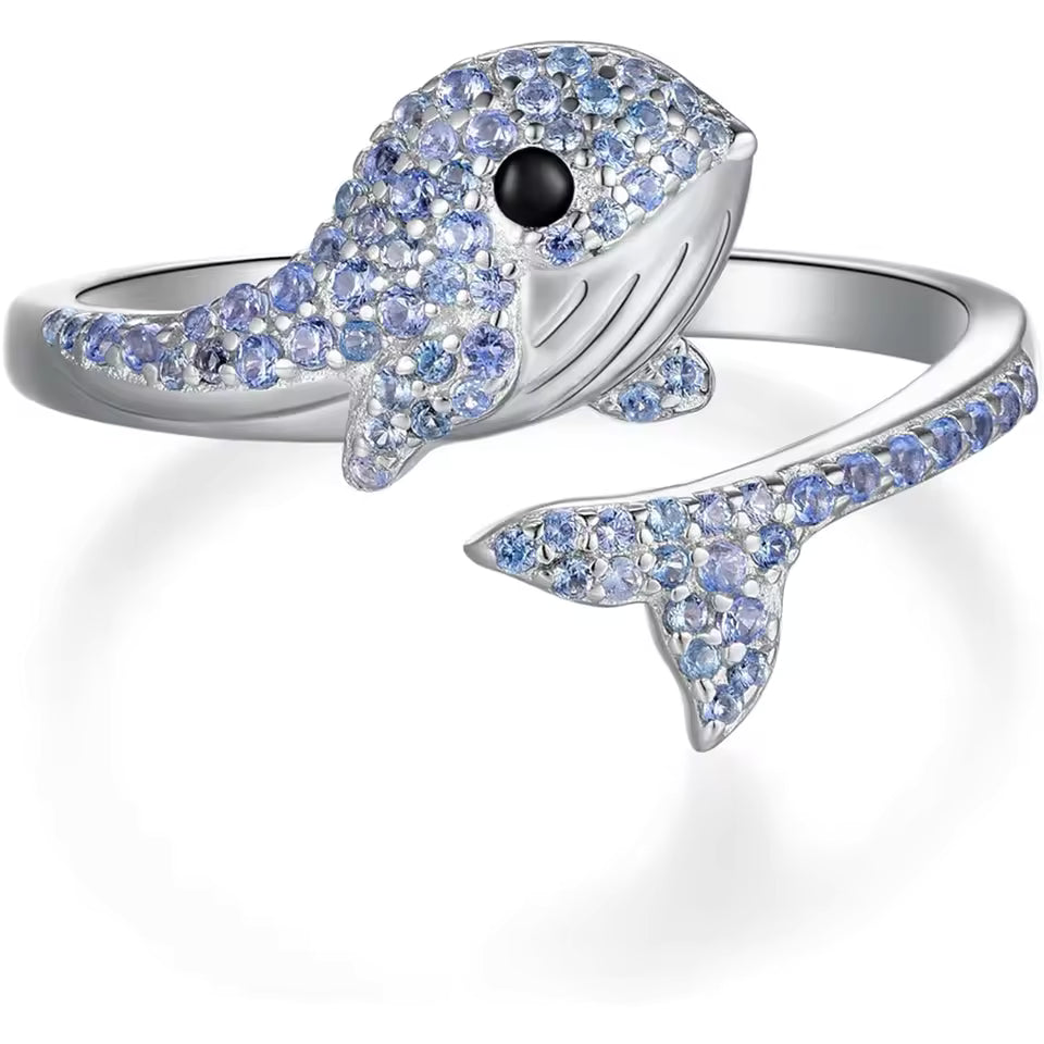 Elegant Crystal Dolphin Ring