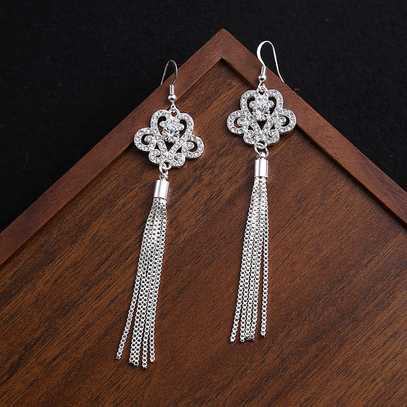Elegant Crystal Tassel Earrings