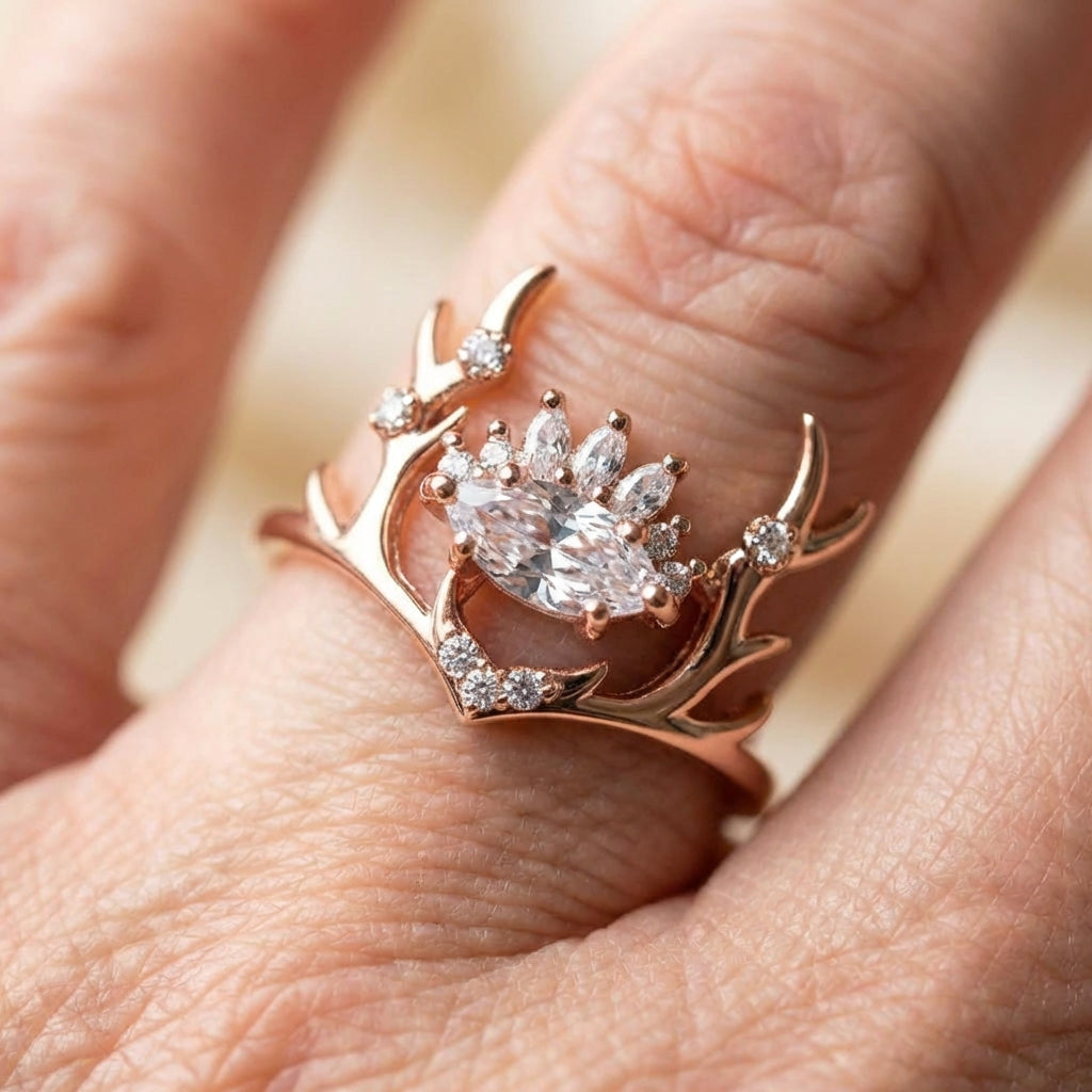 Elegant Elk Crystal Ring