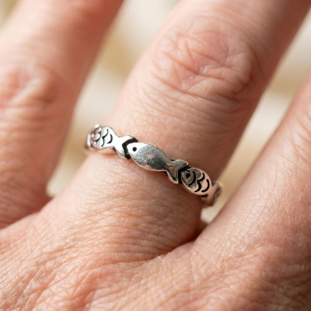 Elegant Fish Silver Ring