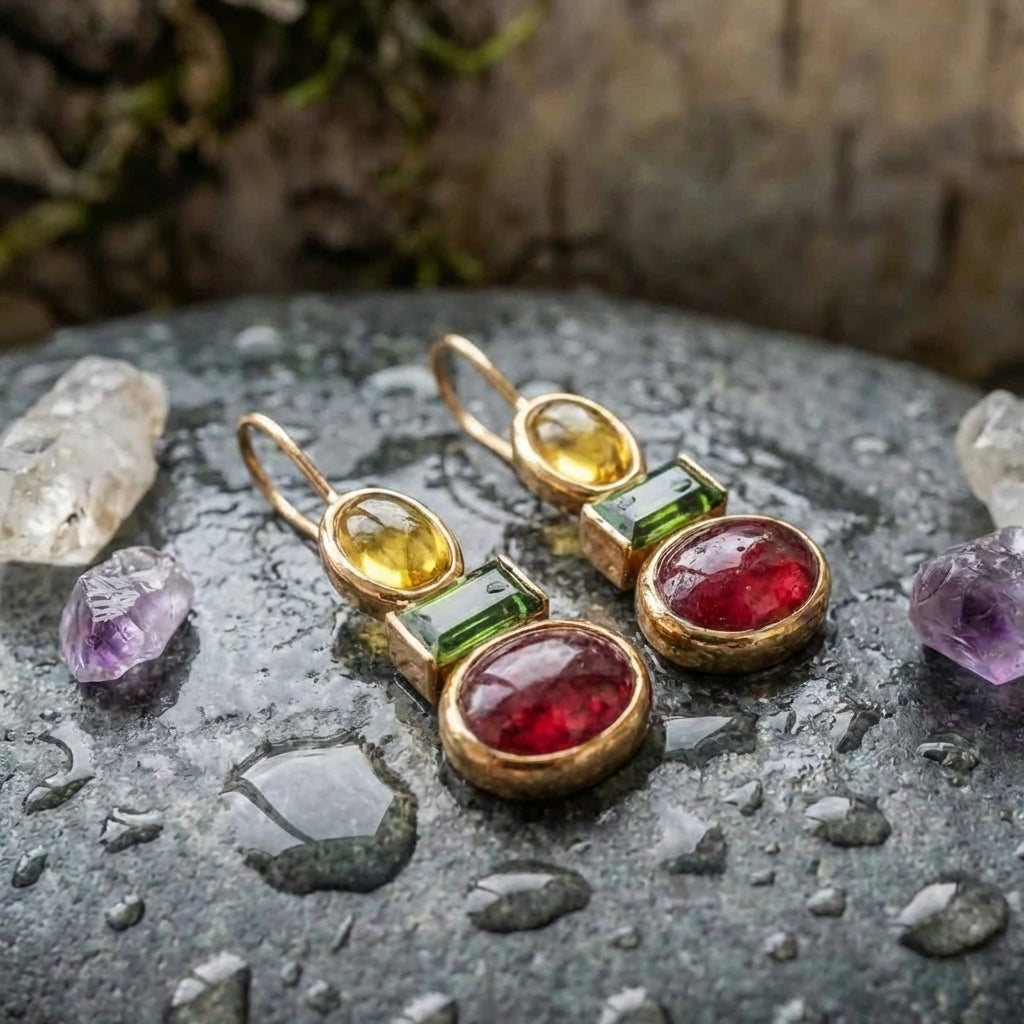 Elegant Gemstone Dangle Earrings