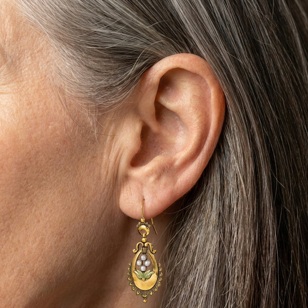 Elegant Gold Pearl Earrings