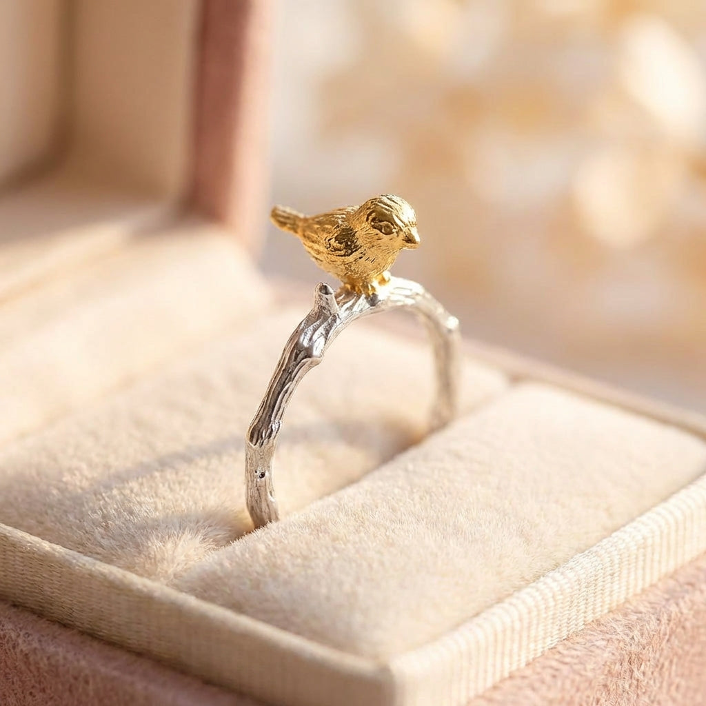 Elegant Golden Bird Ring
