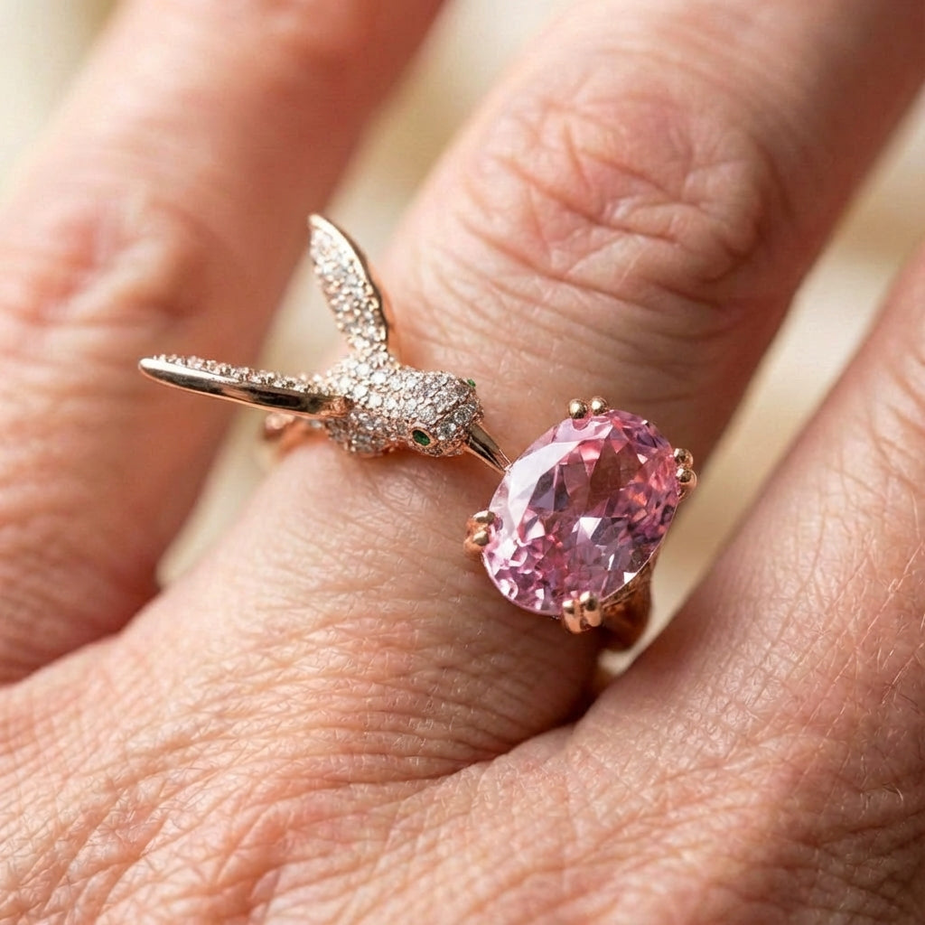 Elegant Hummingbird Pink Ring