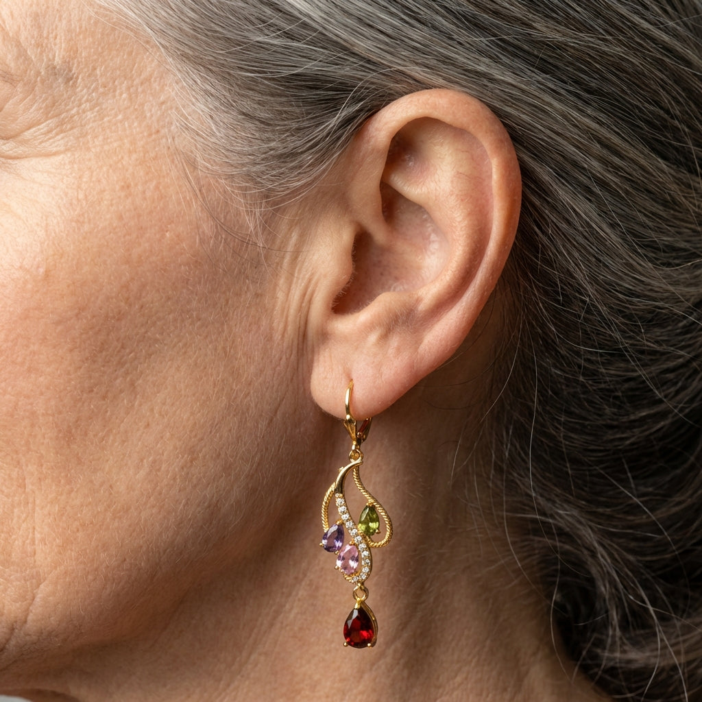 Elegant Multistone Drop Earrings