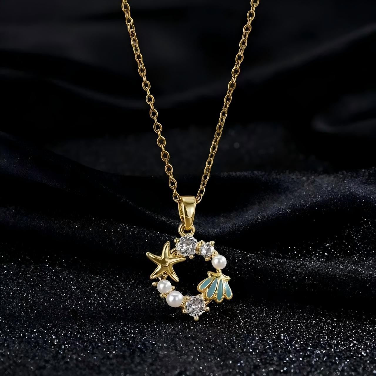 Elegant Pearl Starfish Necklace