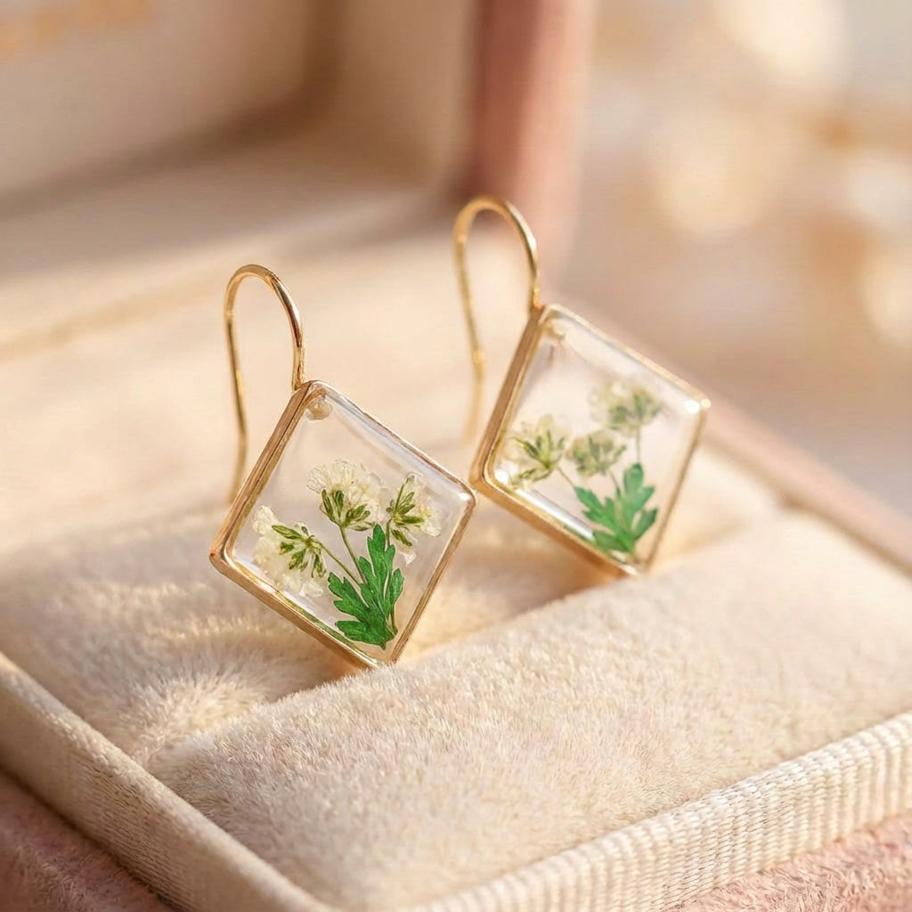 Elegant Pressed Flower Earrings