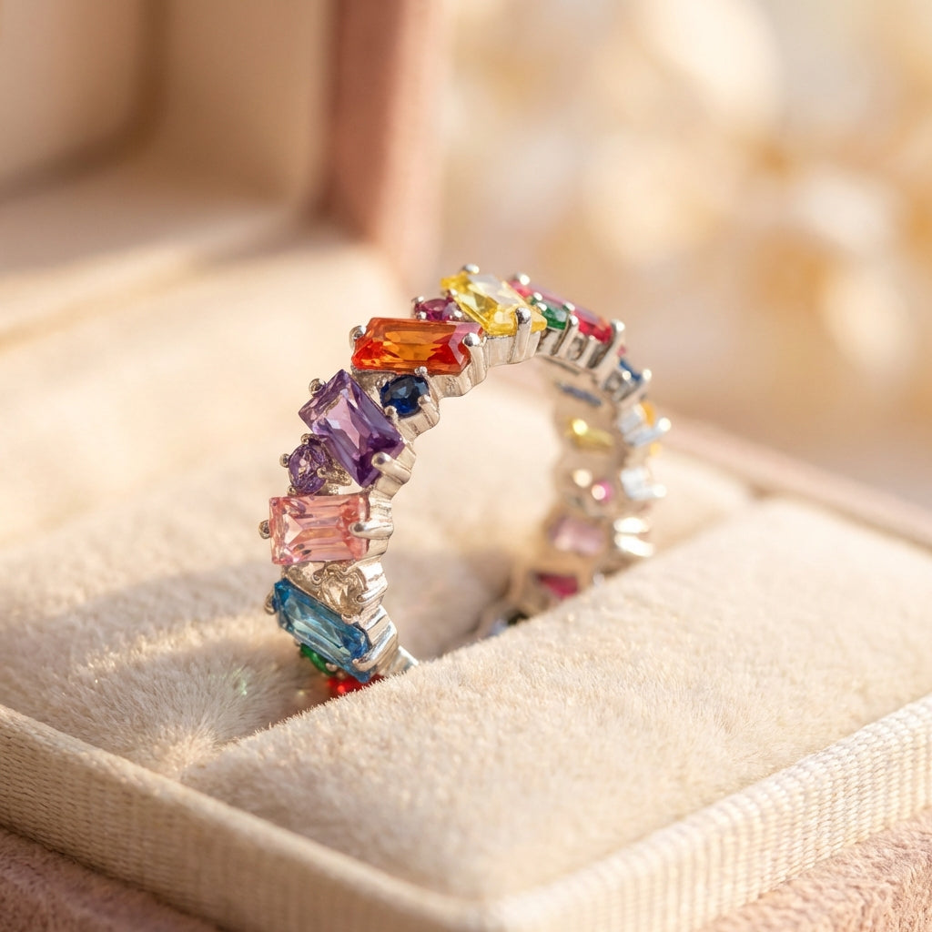 Elegant Rainbow Zircon Ring