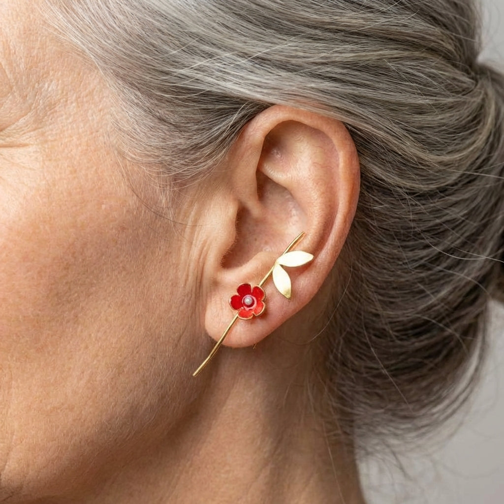 Elegant Red Flower Earrings