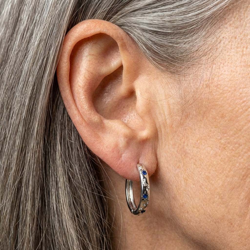 Elegant Sapphire Moon Earrings