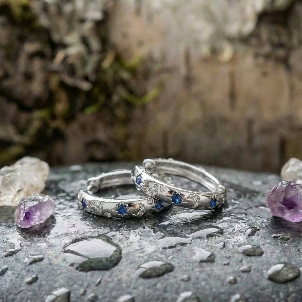 Elegant Sapphire Moon Earrings