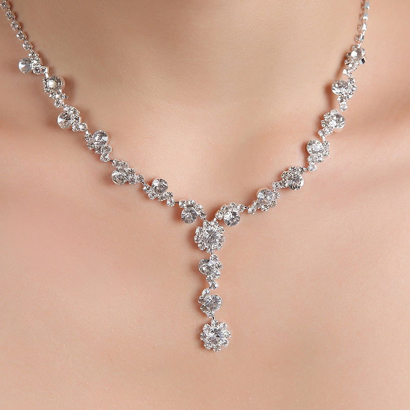 Elegant Silver Crystal Y Drop
