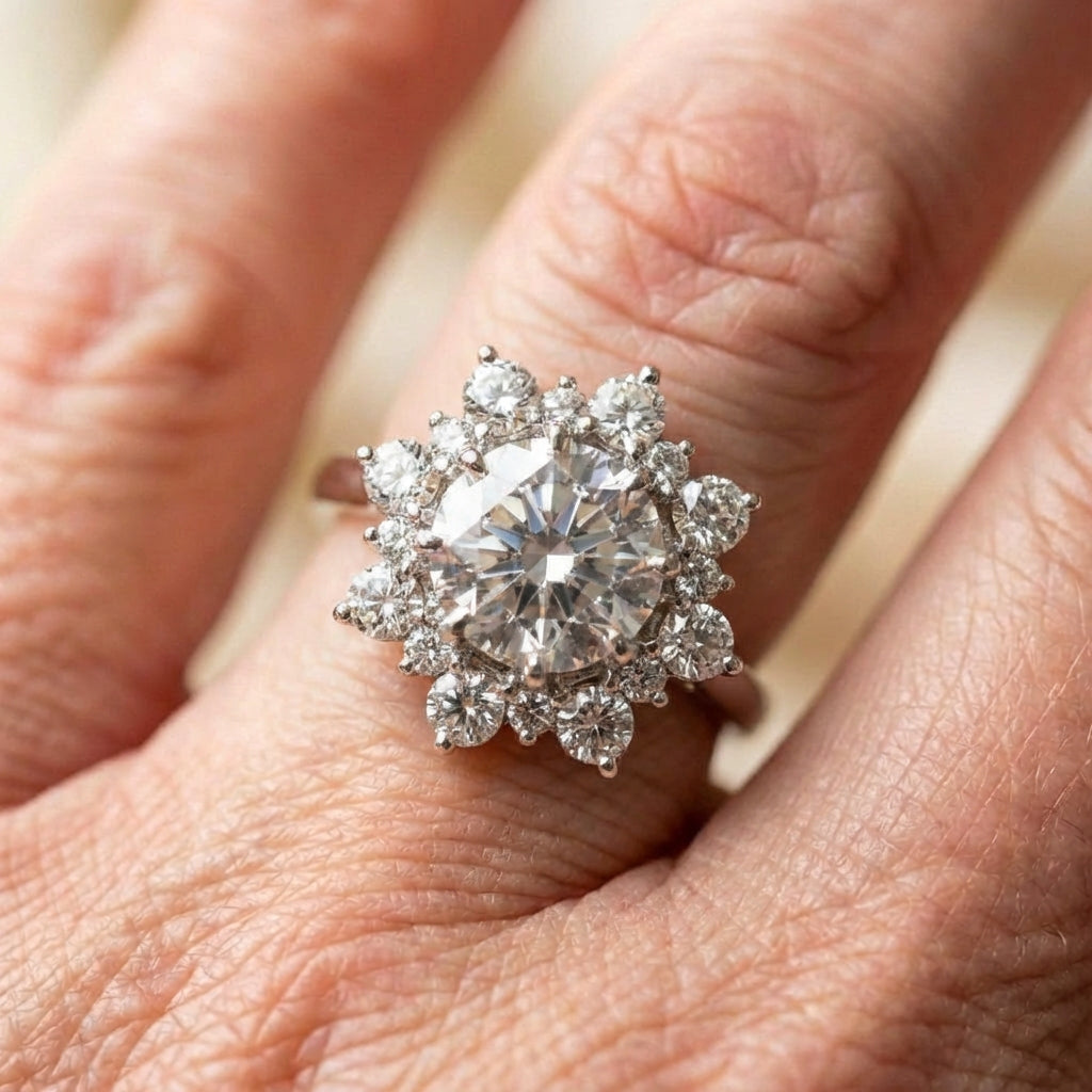 Elegant Snowflake Zircon Ring