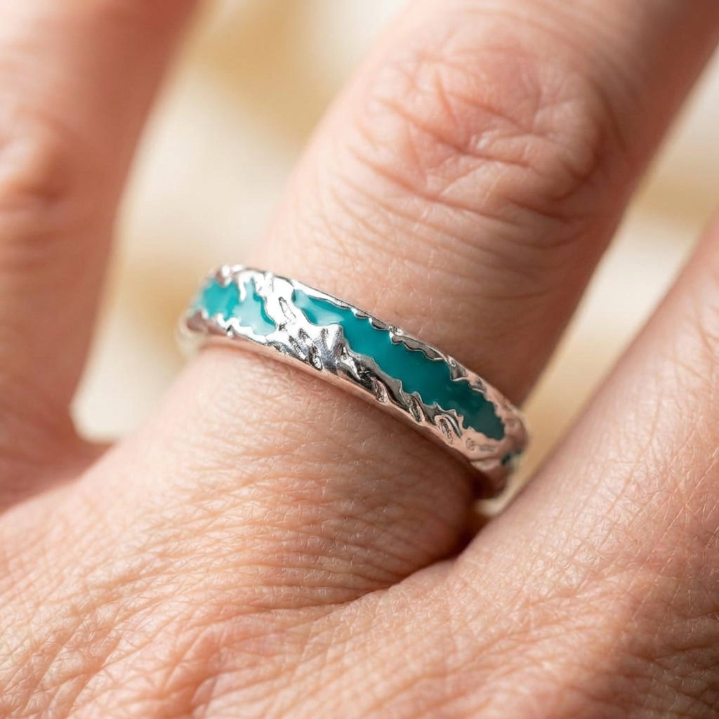 Elegant Turquoise Couple Rings
