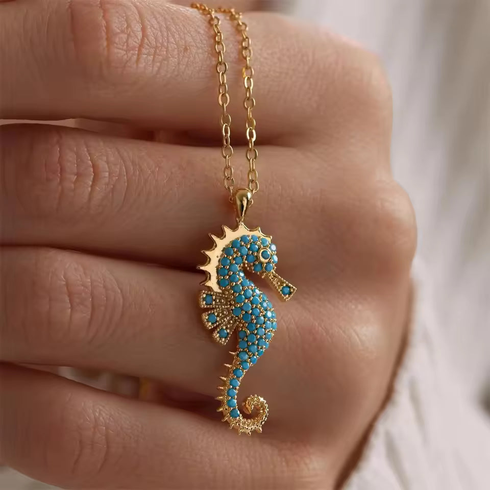 Elegant Turquoise Seahorse Necklace