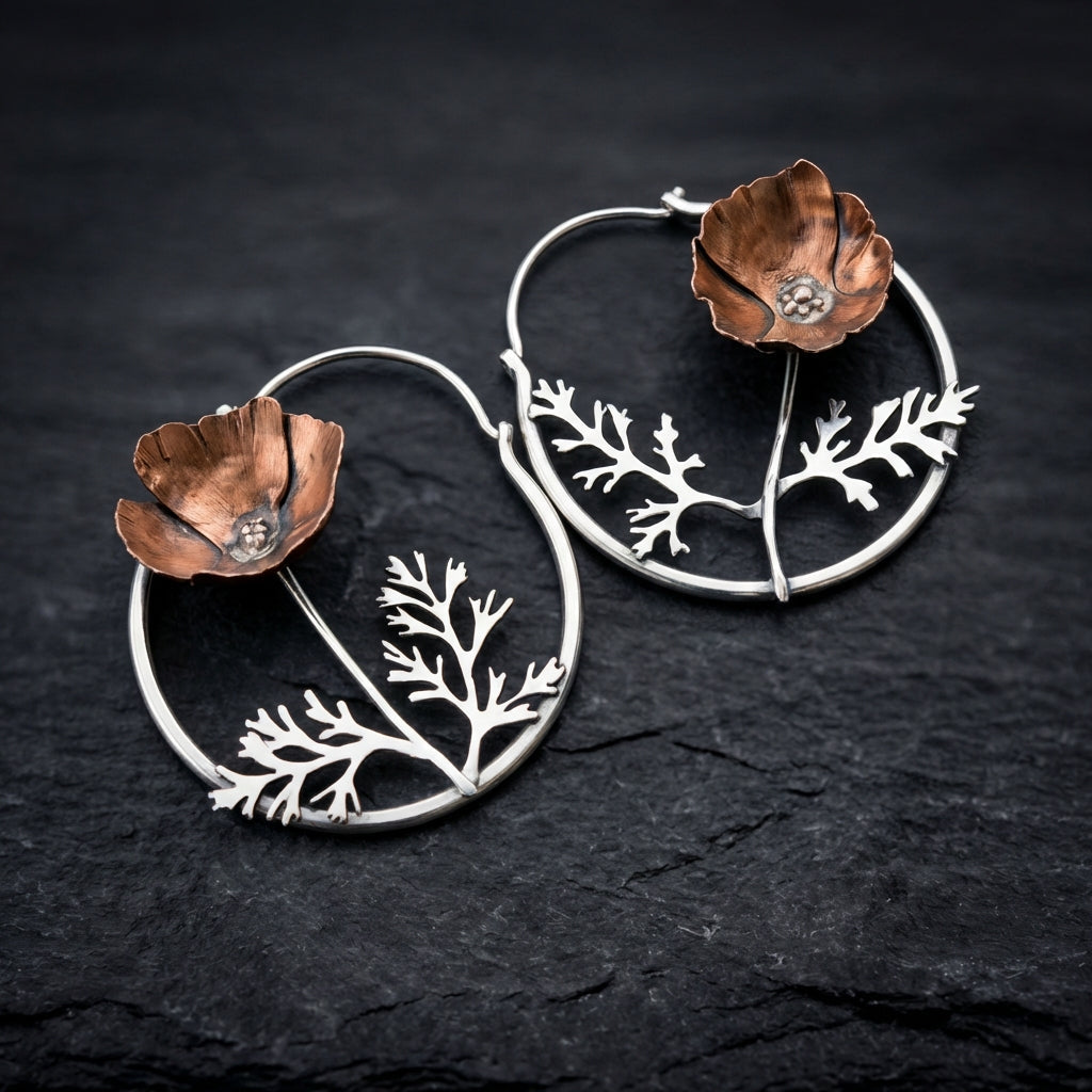 Ethnic Style Flower Hoop Dangle Earrings