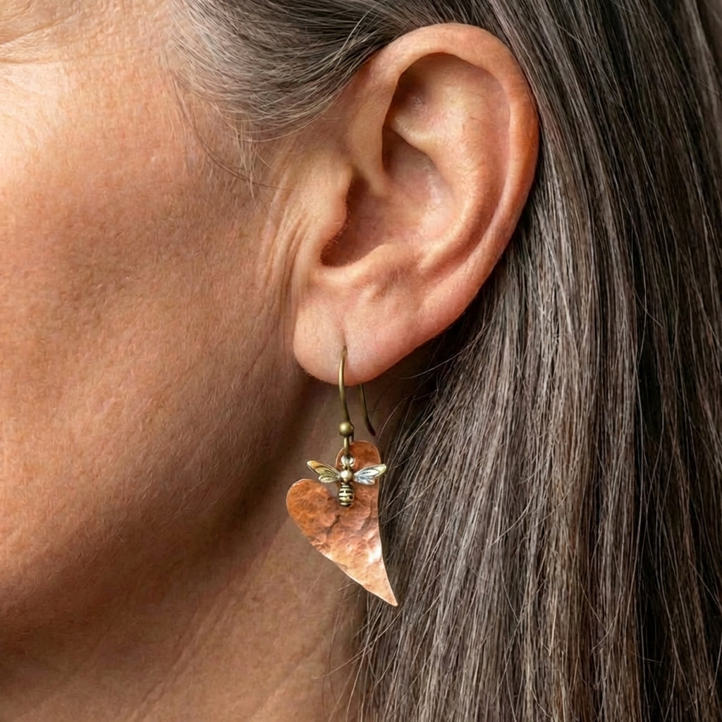 Vintage Honeybee Heart Earrings