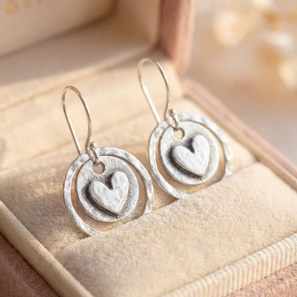 Vintage Heart Pendant Earrings