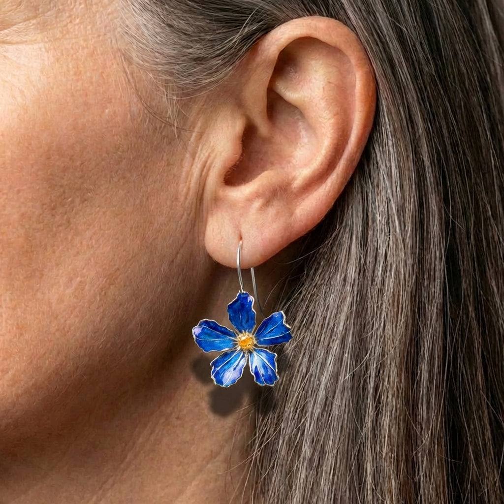 Vintage Blue Flower Earrings