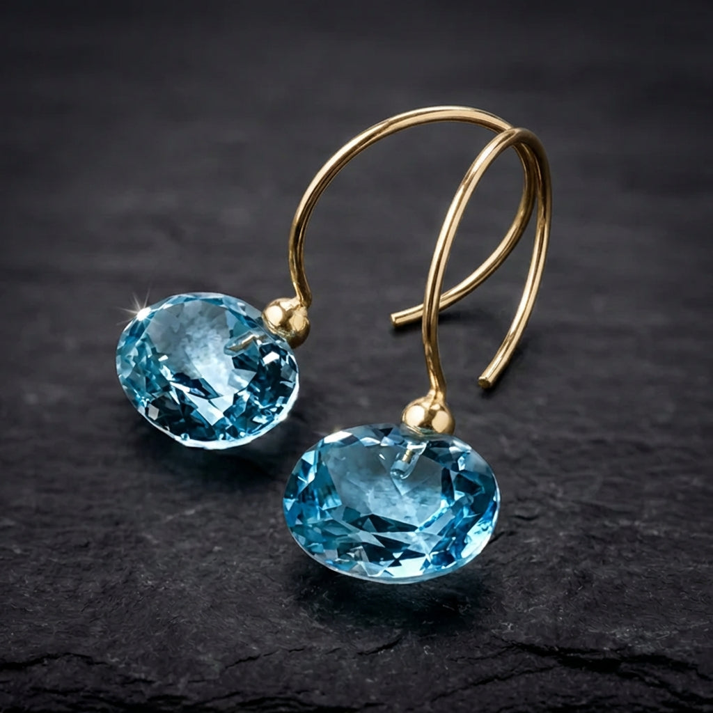 Vintage Rounded Glass Blue Earrings