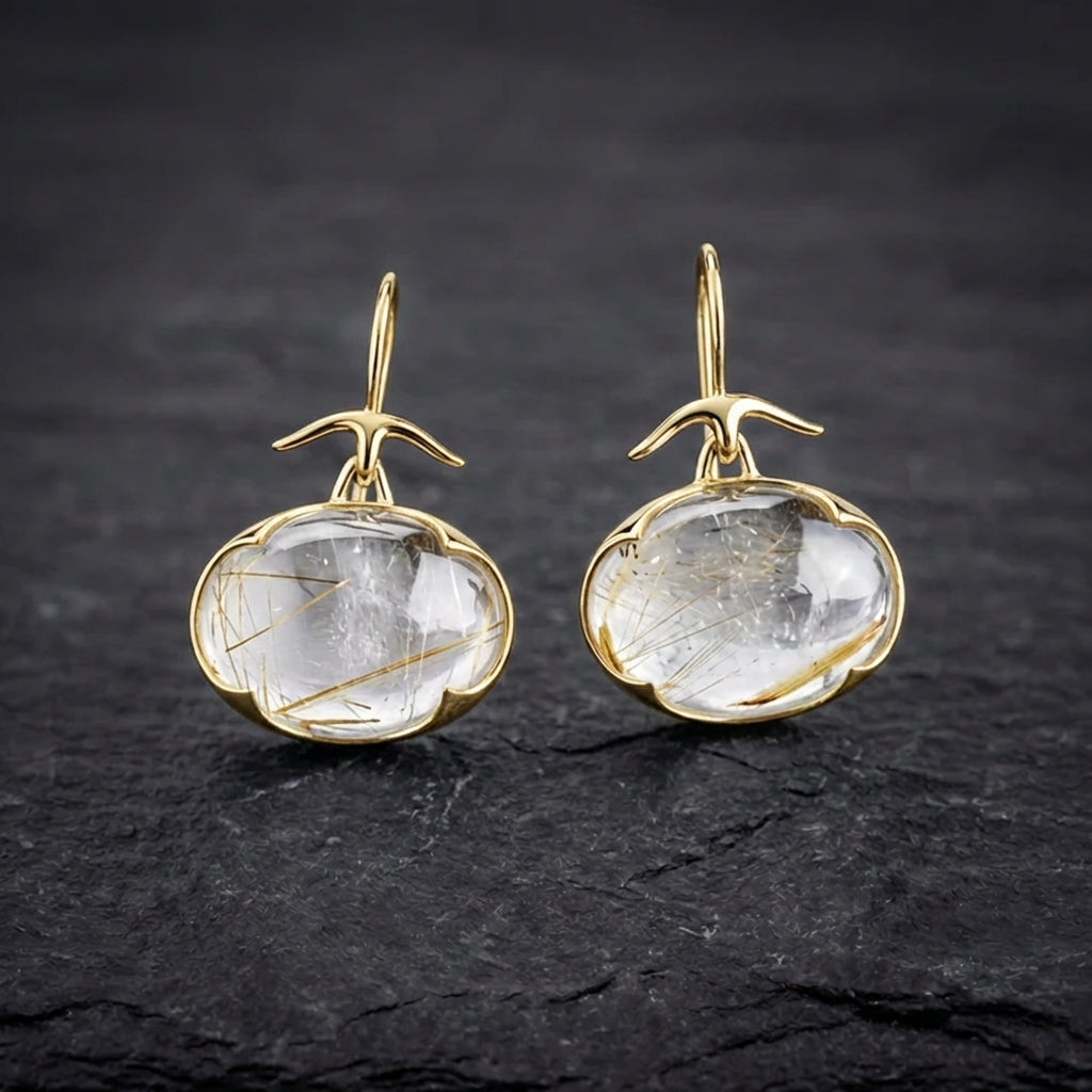 Vintage Moonstone Golden Earrings