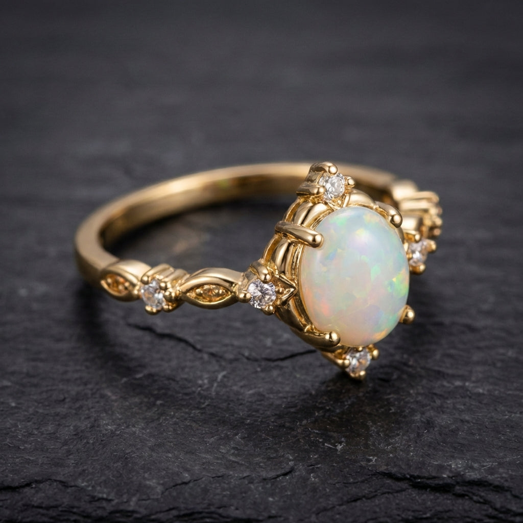 Handcrafted Gold Opal Gemstone Ring