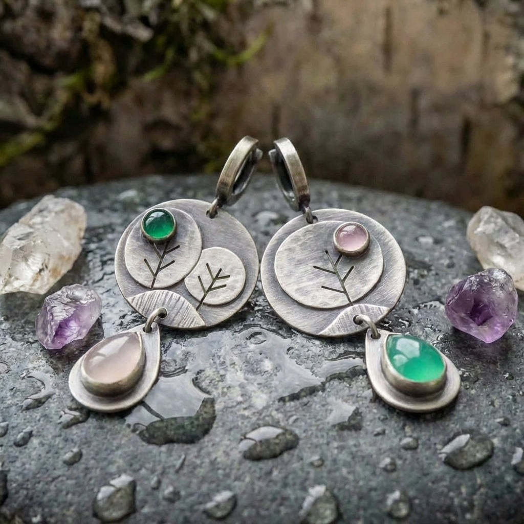 Handmade Tree Agate Earrings