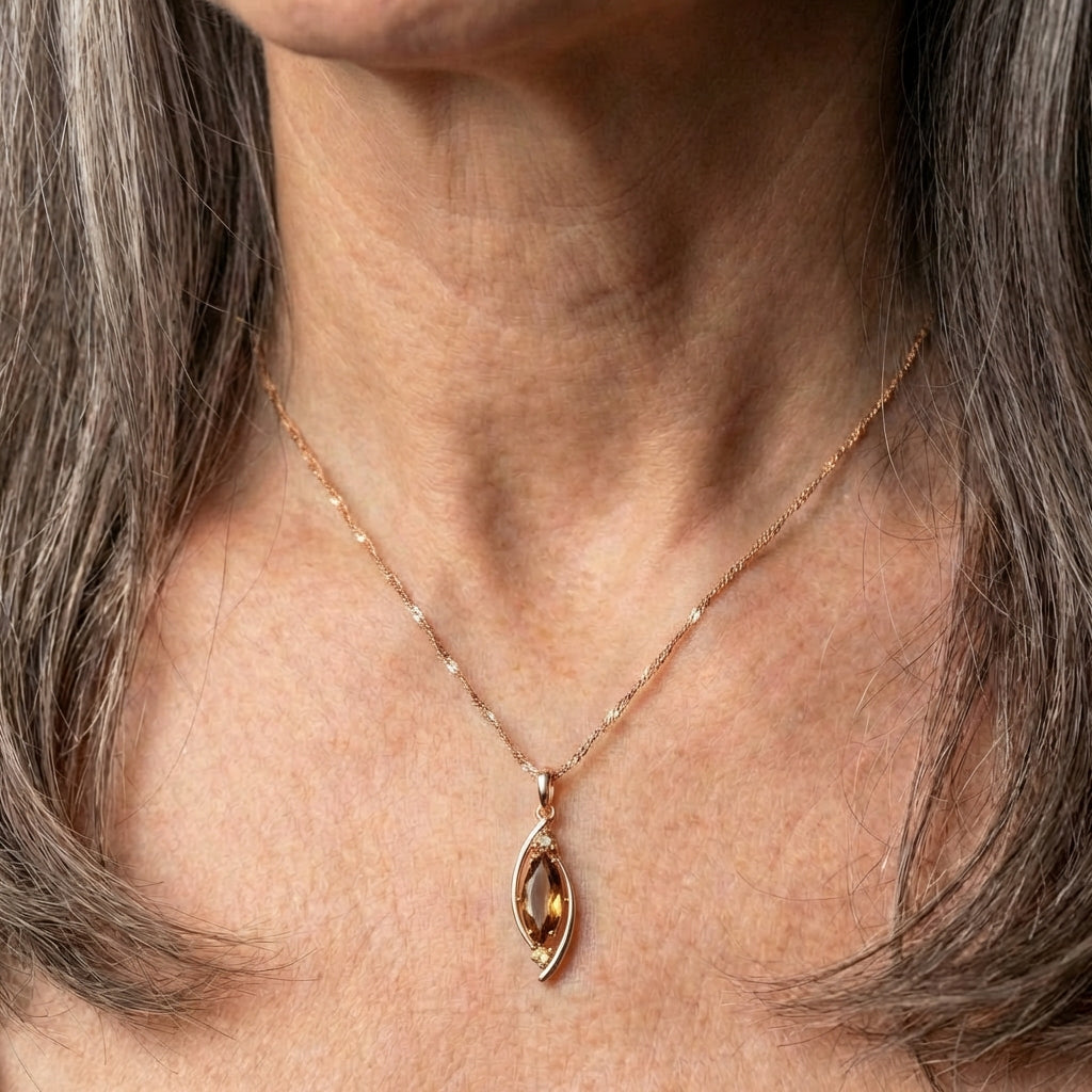 Light Brown Crystal Pendant Necklace