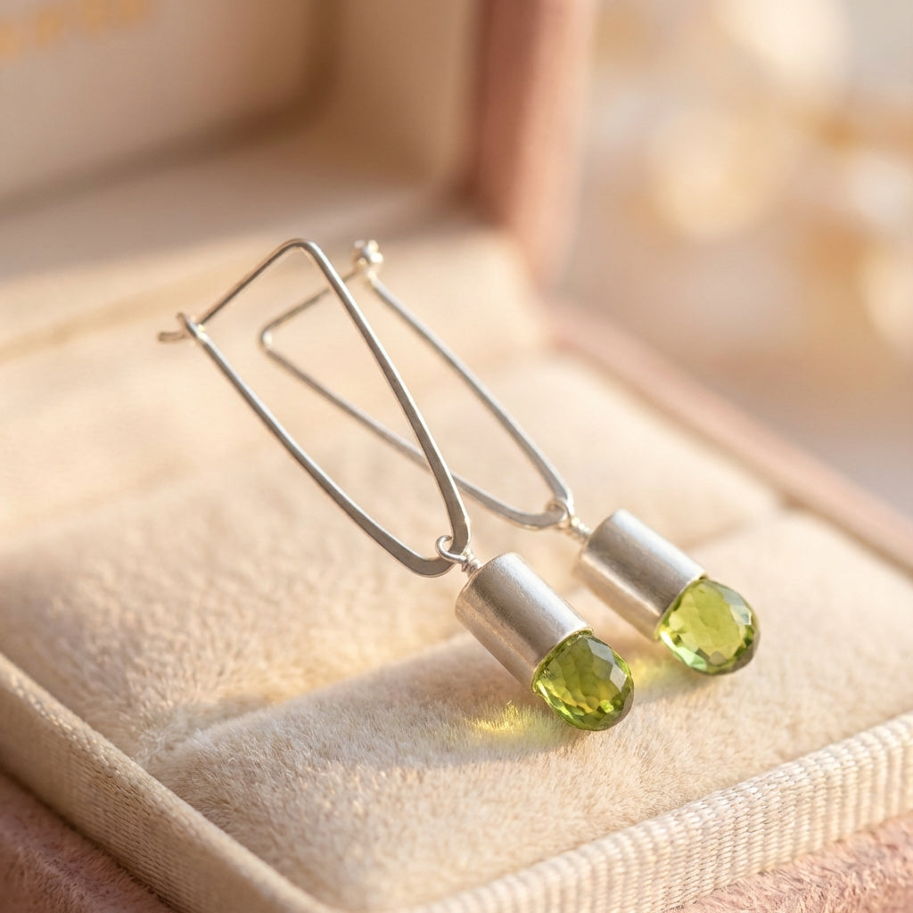 Minimalist Green Stone Earrings