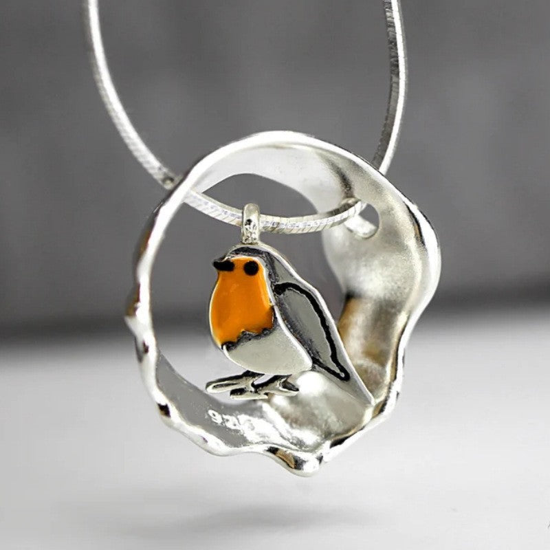 Vintage Artisan Silver Robin Bird Charm Necklace – Hardanger Atelier