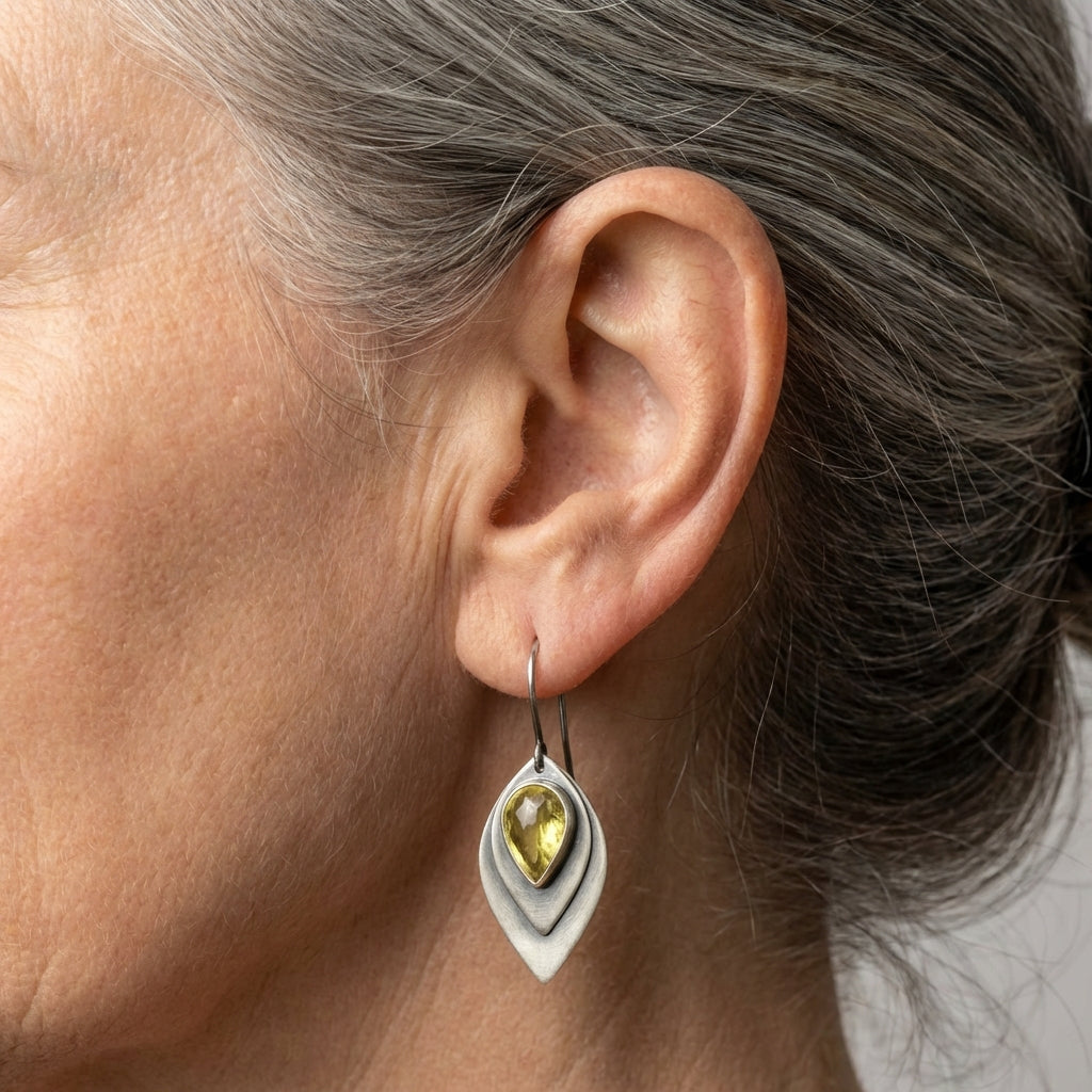 Vintage Citrine Leaf Earrings