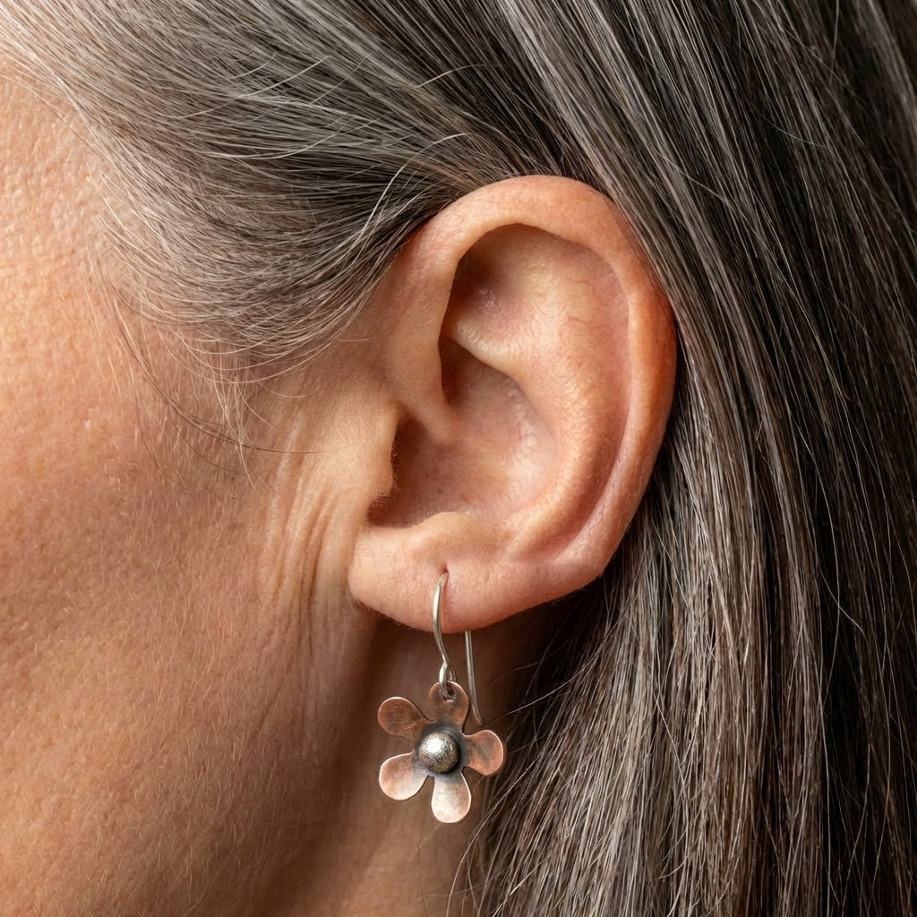 Vintage Copper Flower Earrings