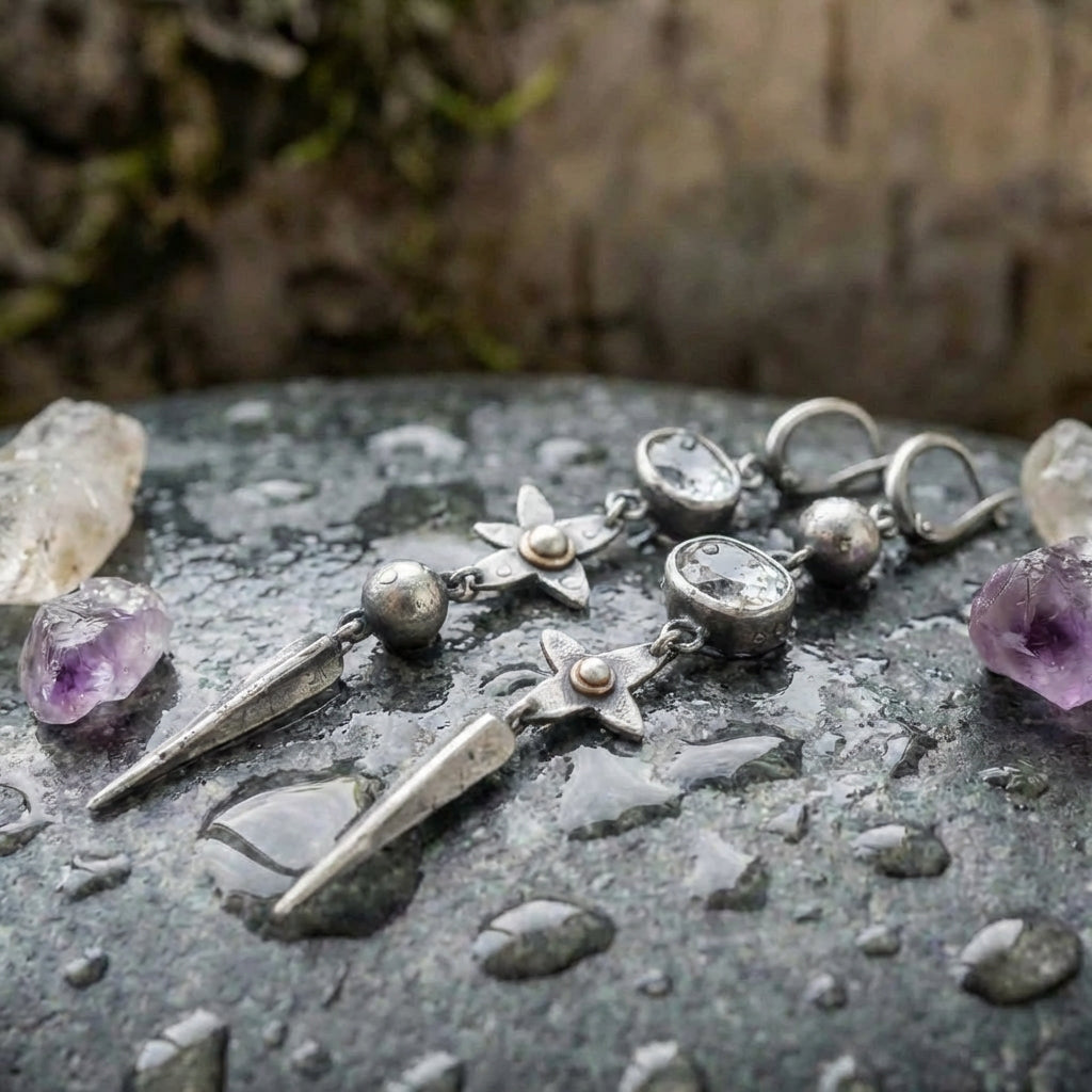 Vintage Floral Zircon Earrings