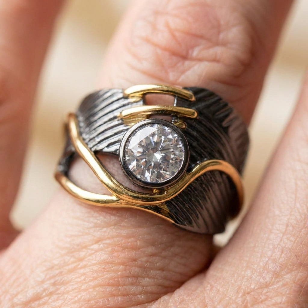 Vintage Geometric Zircon Ring