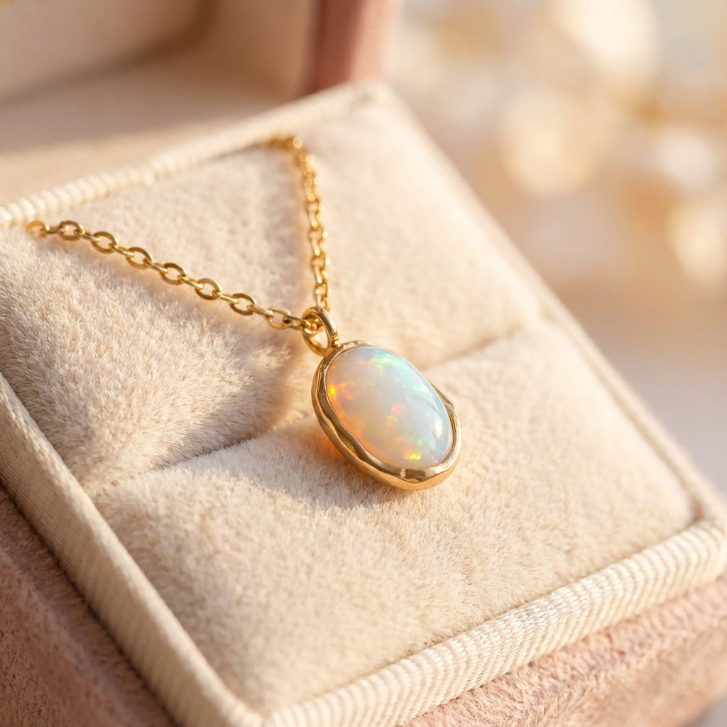 Vintage Glow Opal Stone Necklace